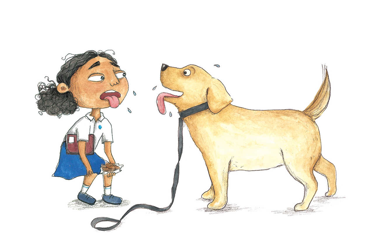 tanvi bhat school student and dog illustration