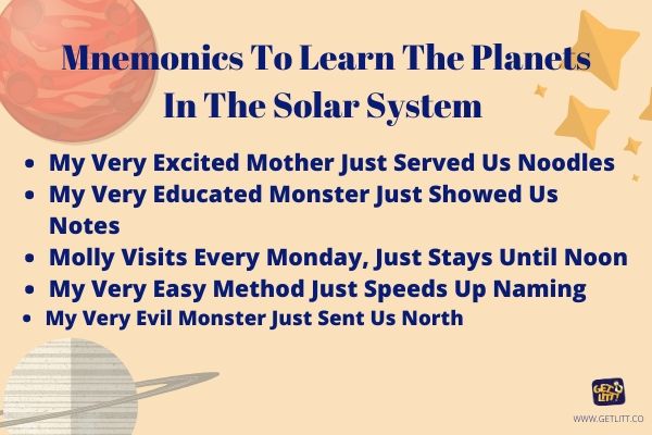 Mnemonics to learn the planets